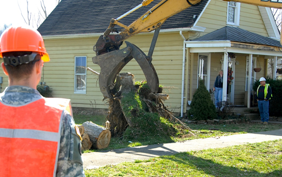 Ohio Army National Guard engineers help with debris removal near Moscow, Ohio
