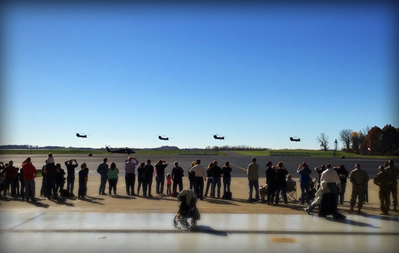 Friends and Family of the Ohio Army National Guard’s Company B, 3rd Battalion, 238th Aviation Regiment gathered Nov. 4, 2015, to say farewell and watch the Soldiers depart from the airport in North Canton, Ohio.