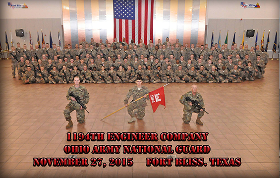 Soldiers of the 1194th Engineer Company gather for a unit photo prior to departure.