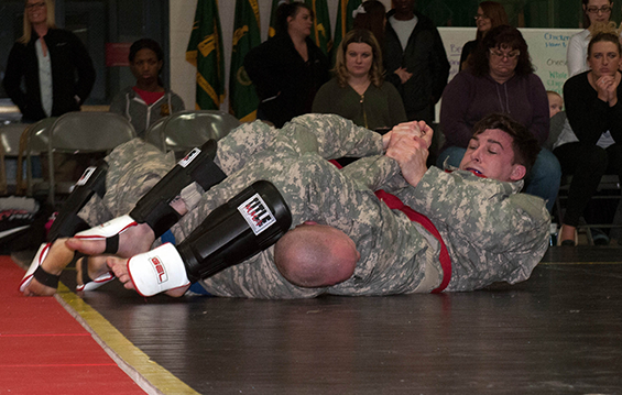 Spc. Anthony Skulina (red belt), of the 1192nd Engineer Company, defeats 2nd.