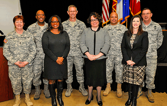 Senior leaders of the Ohio National Guard stand with panel members 