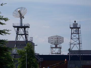 The S Band, L Band, and bi-static radar antennas and towers mark the skyline of Rome Research Site