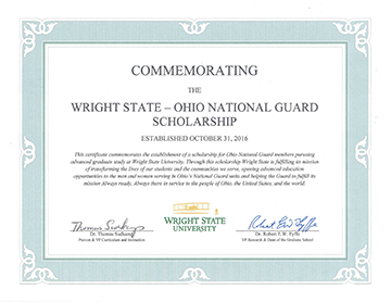 Wright State - Ohio National Guarad Scholarship Commemoration