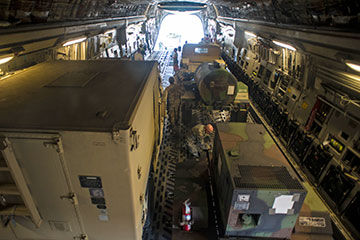 Inside loaded C-17 Globemaster III.