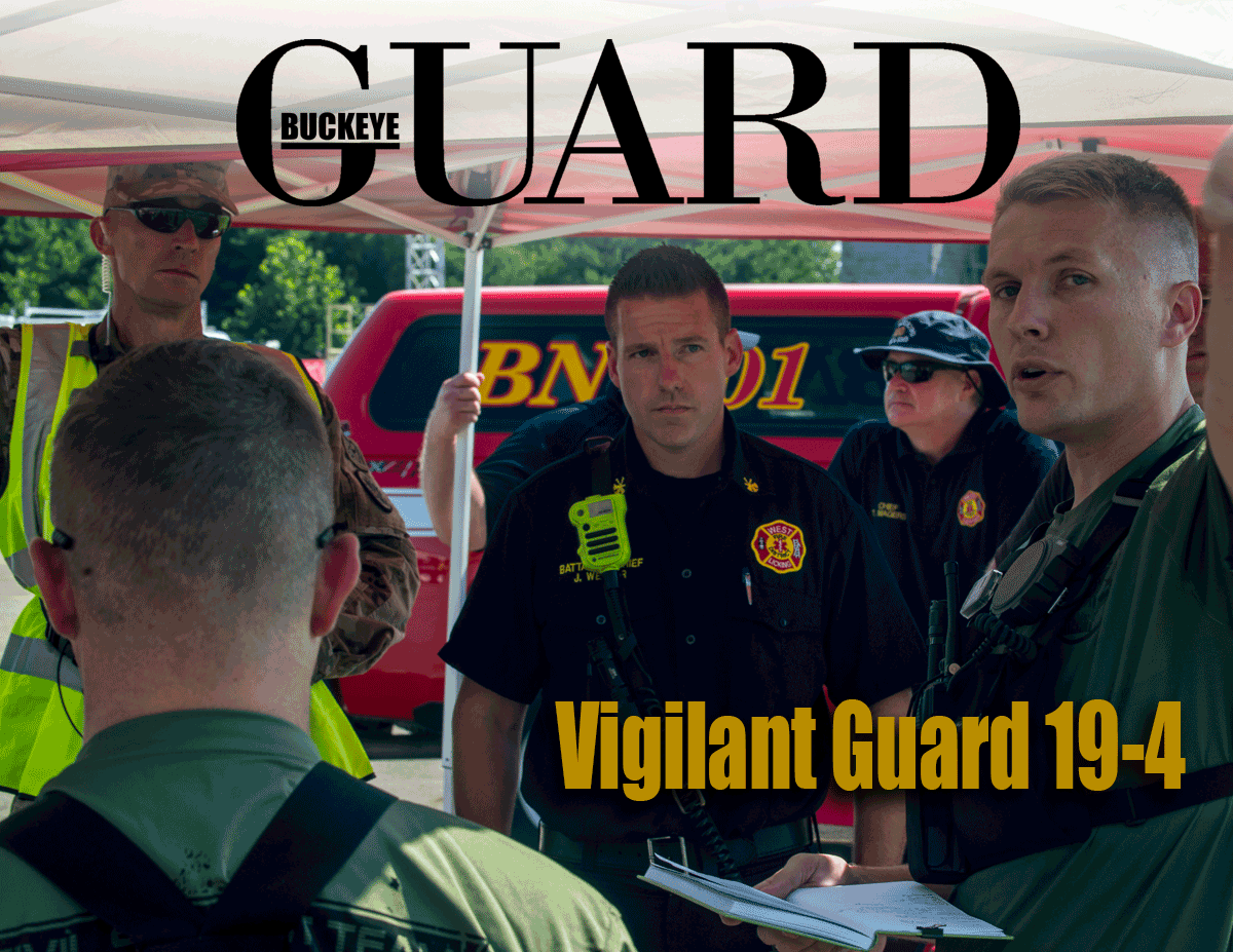 Buckeye Guard - Vol 37, No5 cover. Vigilant Guard 19-4 largest disaster response exercise in Ohio’s history