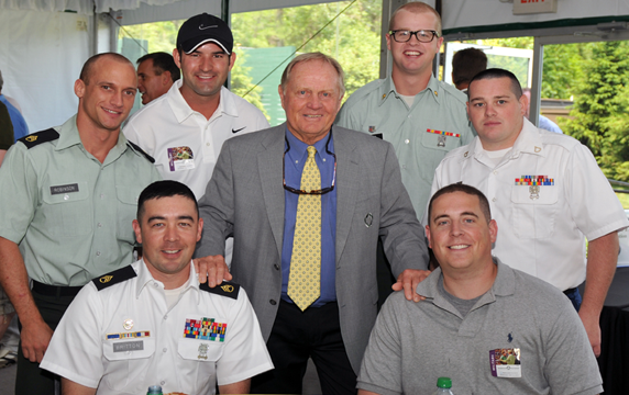 PGA Tour legend Jack Nicklaus (center) hosts Military Appreciation Day May 30, 2012, during The Memorial Tournament 