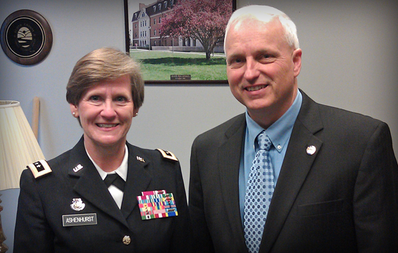 Maj. Gen. Deborah A. Ashenhurst, Ohio adjutant general, meets with Dr. Terry Johnson, the Ohio House of Representatives 