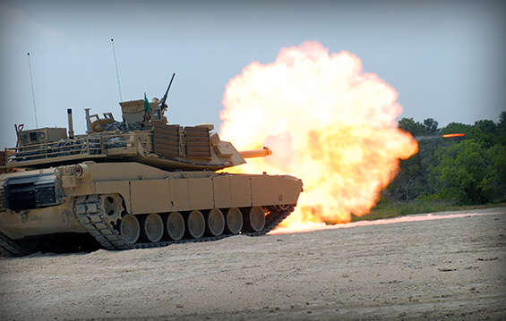 Company D, 1st Battalion, 145th Armored Regiment fire rounds from an M1A1 Abrams tank 