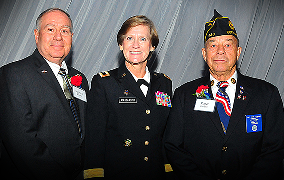 Maj. Gen. Deborah A. Ashenhurst, Ohio adjutant general, takes a photo with former ONG members Steve Butcher and Roger Gardner, who were among the 15 Ohio veterans inducted into the Ohio Veterans Hall of Fame Class of 2013 