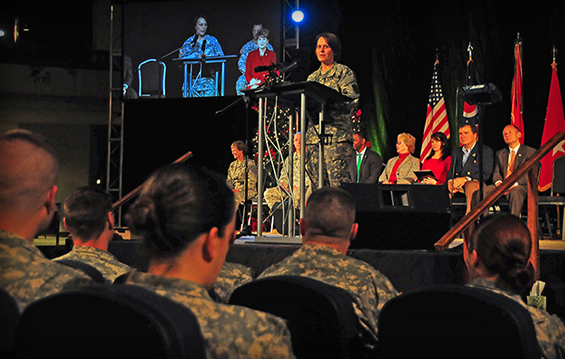Soldiers from the Ohio Army National Guard’s 1st Battalion, 174th Air Defense Artillery Regiment, Task Force Shiloh, located in Woodlawn, Ohio, are recognized during a call to duty ceremony.