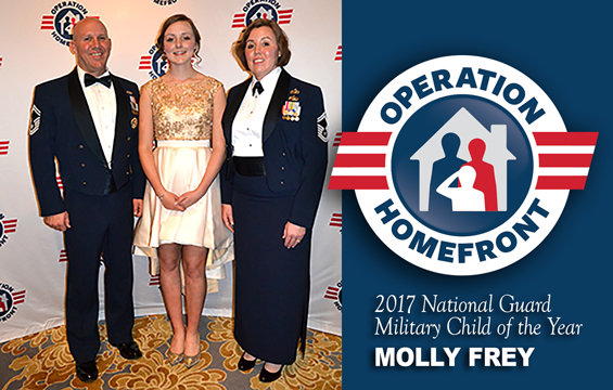 Molly Frey (center), the Operation Homefront 2017 National Guard Military Child of the Year