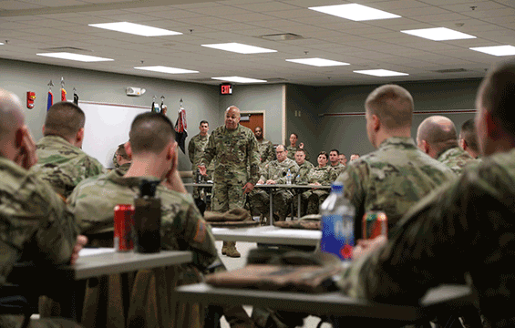 Maj. Gen. John C. Harris Jr., Ohio assistant adjutant general for Army, discusses “the way ahead” for the Army National Guard at a force-wide training event.