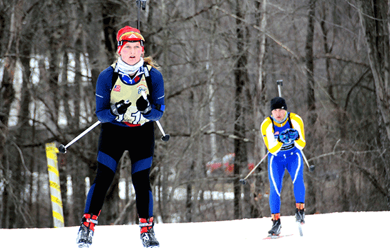 Ohio Army National Guard Spc. Lisa Roberts competes in the relay race event.