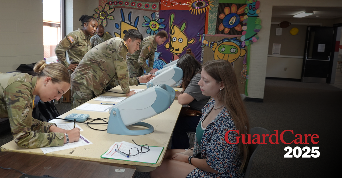 Ohio National Guard leadership stands at attention while completing the passing of the colors.
