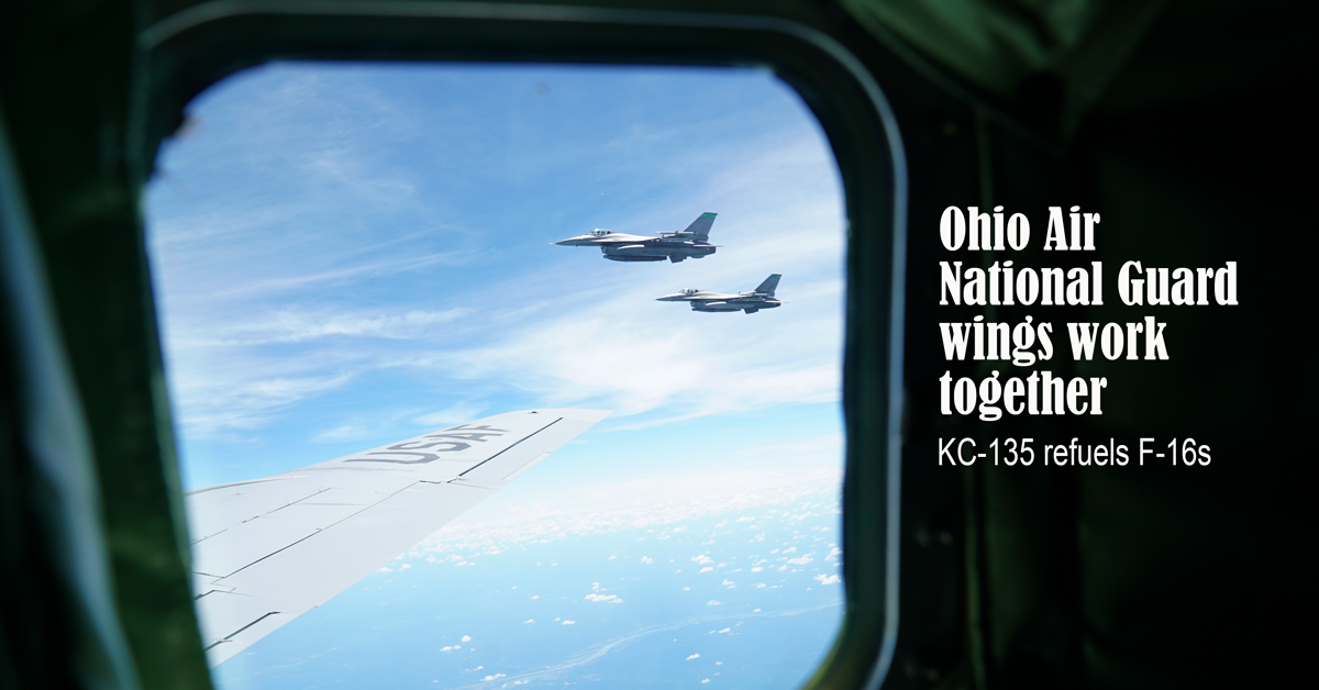 F16s flying outside KC-135 window