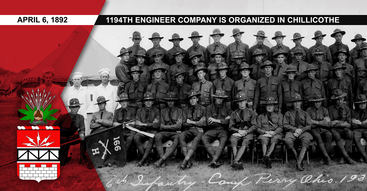 1934 photo: Soldiers of Company H, 166th Infantry pose for a unit photo
