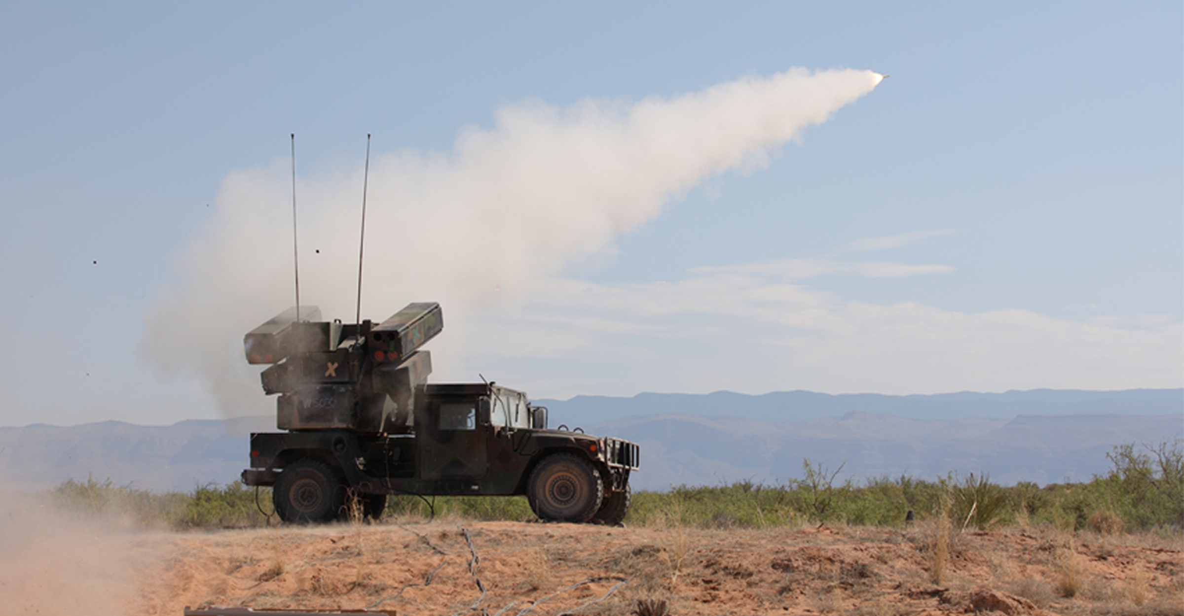 1ST BATTALION, 174TH AIR DEFENSE ARTILLERY REGIMENT: An Avenger Air Defense System fires a Stinger missile. Avenger crew members prepare, operate and fire the Avenger portable surface-to-air missile system designed to provide protection against cruise missiles and low-flying aircraft.
