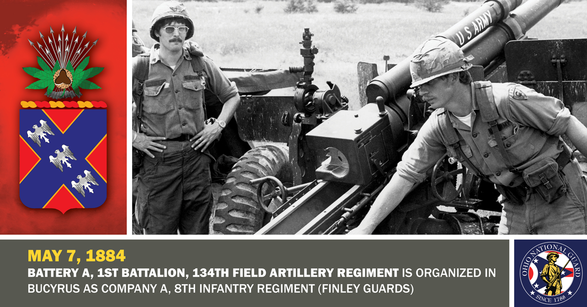 In this 1975 photo, Sgts. Robert Maloy (from left) and Dean Bower of Battery B, 1st Battalion, 136th Field Artillery, prepare to fire a 105 mm howitzer during training exercises at Fort McCoy, Wisc.
