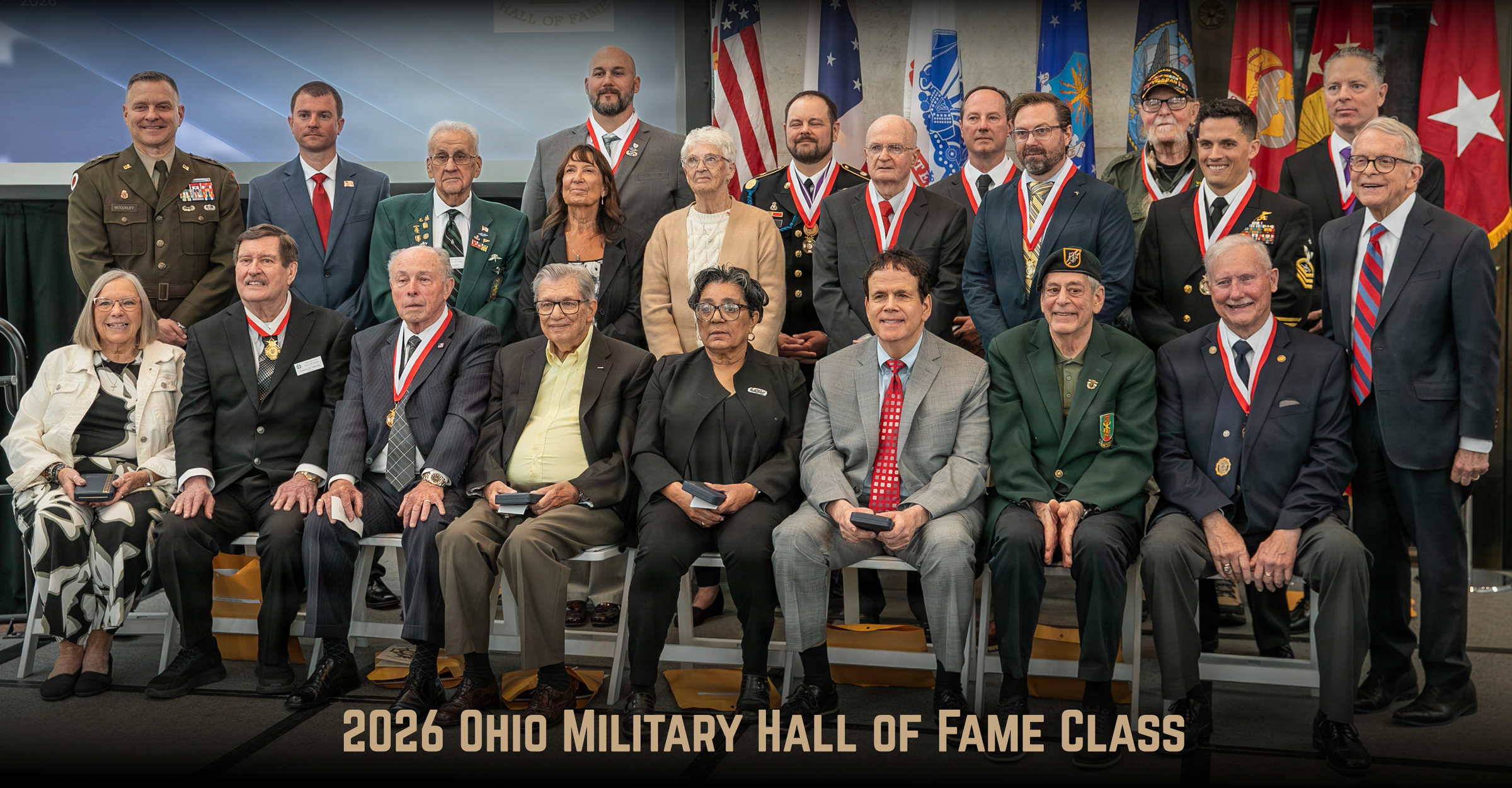 Group photo of Ohio Military Hall of Fame Class of 2026