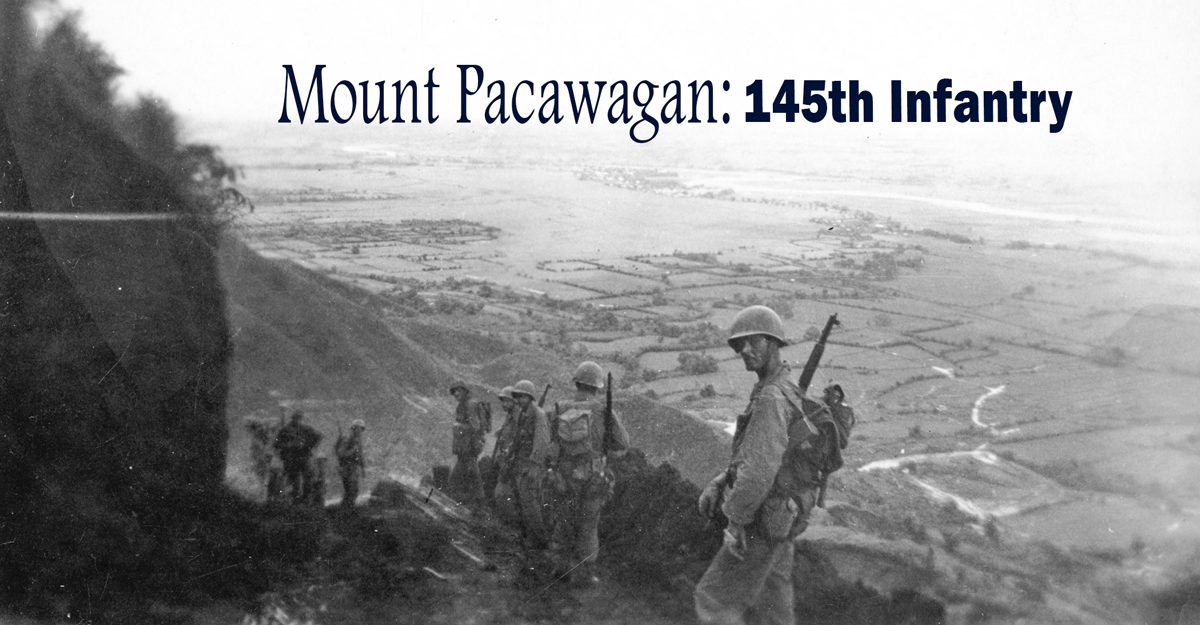 Soldiers march on side of hill overlooking the plains.