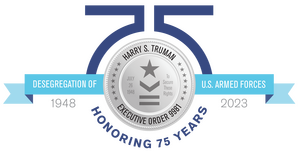 75th anniversary logo pf Harry S Trumans Executive order of Freedom to serve