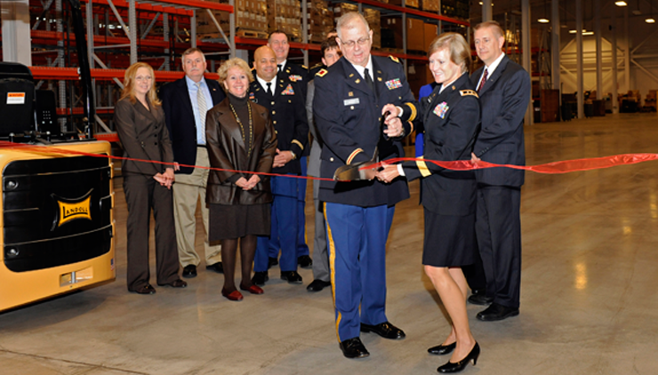 Official ribbon-cutting on  Nov. 29, 2011, to open the USP&FO's new warehouse, located at the Defense Supply Center Columbus