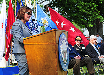 Lt. Gov Mary Taylor speaks to crowd at the 'First Shot' ceremony
