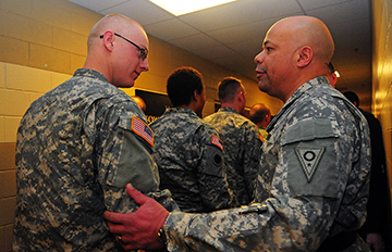 MG Harris greets soldiers at their call to duty ceremony
