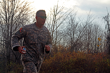 Staff Sgt. Matthew Paul competes in the 4-mile run event.