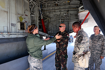 Ohio National Guard Soldiers and Airmen provide a capabilities tour to Command Sgt. Maj. István Kriston (second from left).