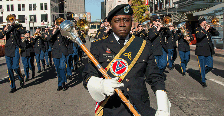 Sgt. William Thomas leads the 122nd Army Band.