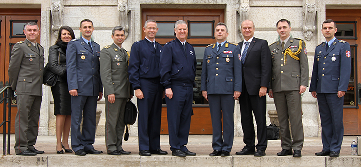 Group photo of Ohio National Guard leadership with delegation from Republic of Serbia.