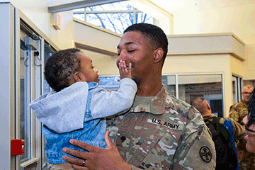 Family members greet their Soldiers after the welcome home ceremony.