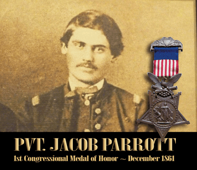Pvt. Jacob Parrott with super-imposed Medal of Honor