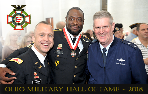 Ohio Military Hall of Fame 2018 - Three Gurad members pose for photo.