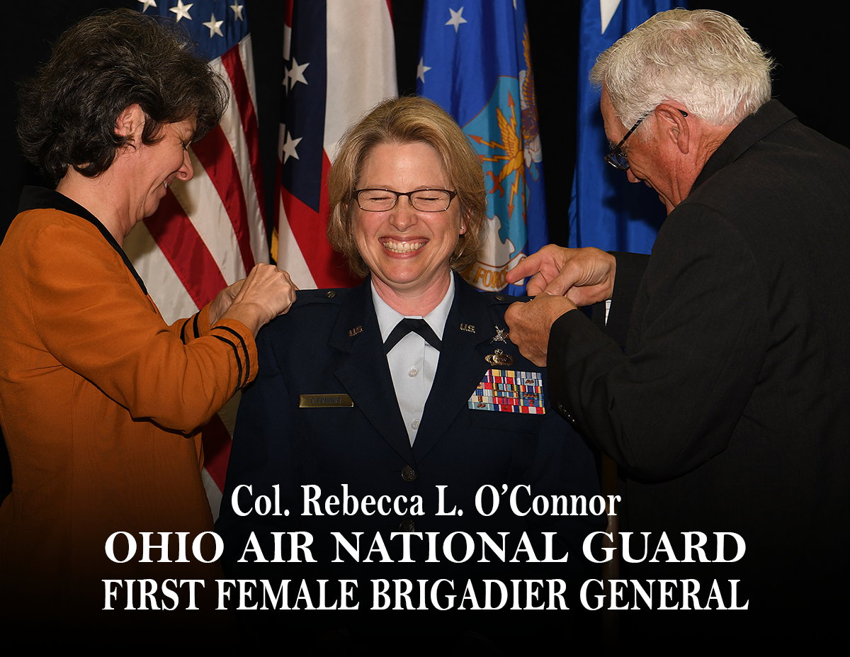Col. Rebecca L. O’Connor being pinned in ceremony to Brig. Gen. Rebecca L. O'Connor