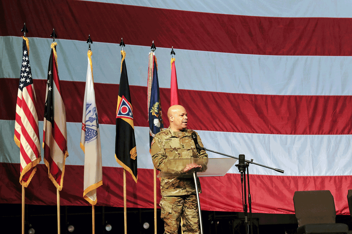 Adjutant General on stage