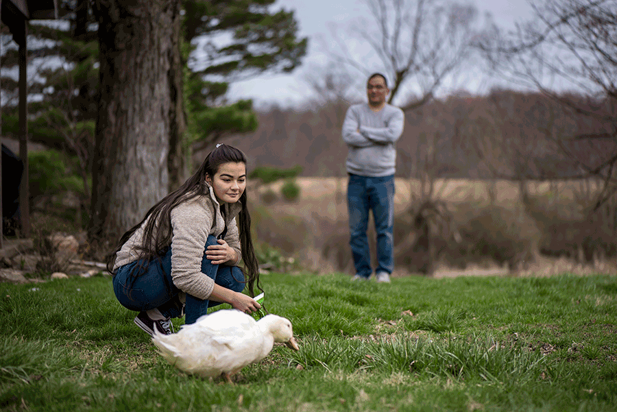 Kristina Lee with pet duck.