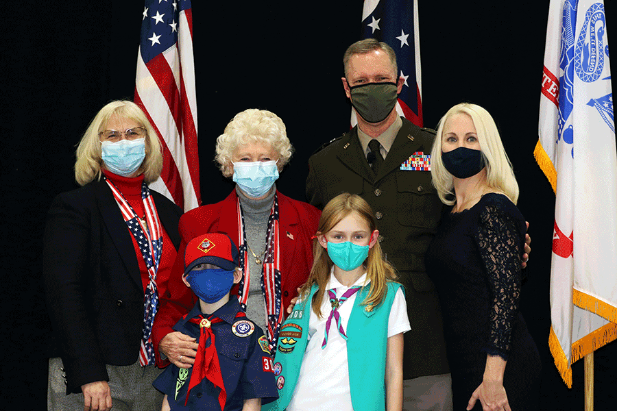 Maj. Gen. Steve Stivers stands for photos with his family.