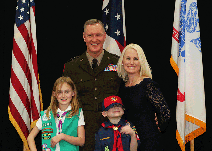 Maj. Gen. Steve Stivers stands for photos with his family.