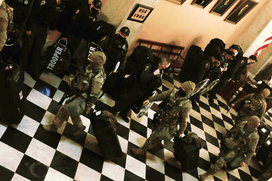 Guard Members inside the state house.