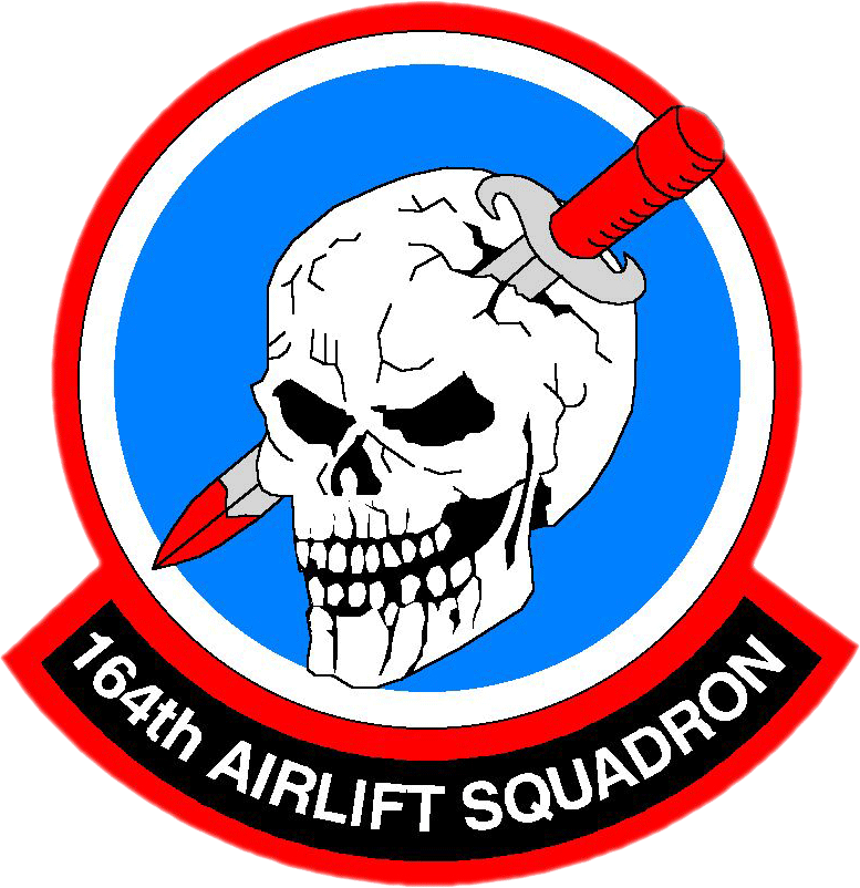 164th Airlift Squadron patch features sword through skull