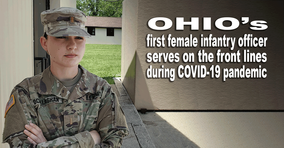 Second Lt. Colleen O’Callaghan stands with arms crossed.