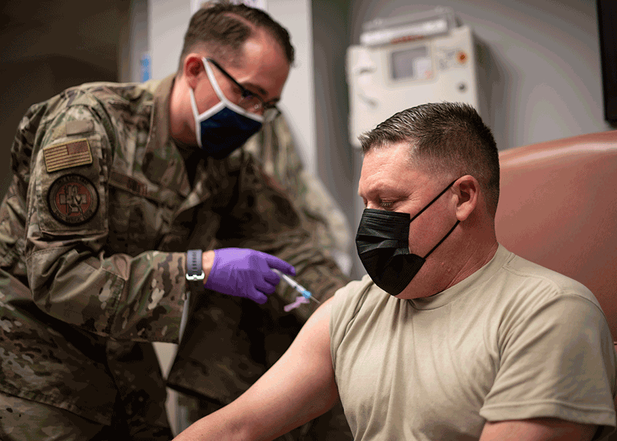 Maj. Gen. James Camp receives vaccine.
